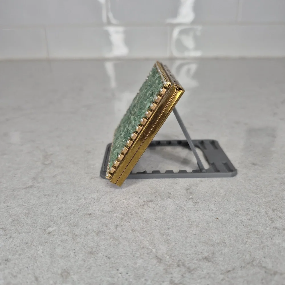 Vintage Trickettes‎ by Weisner Of Miami Brass Aventurine Compact Case Mirror
